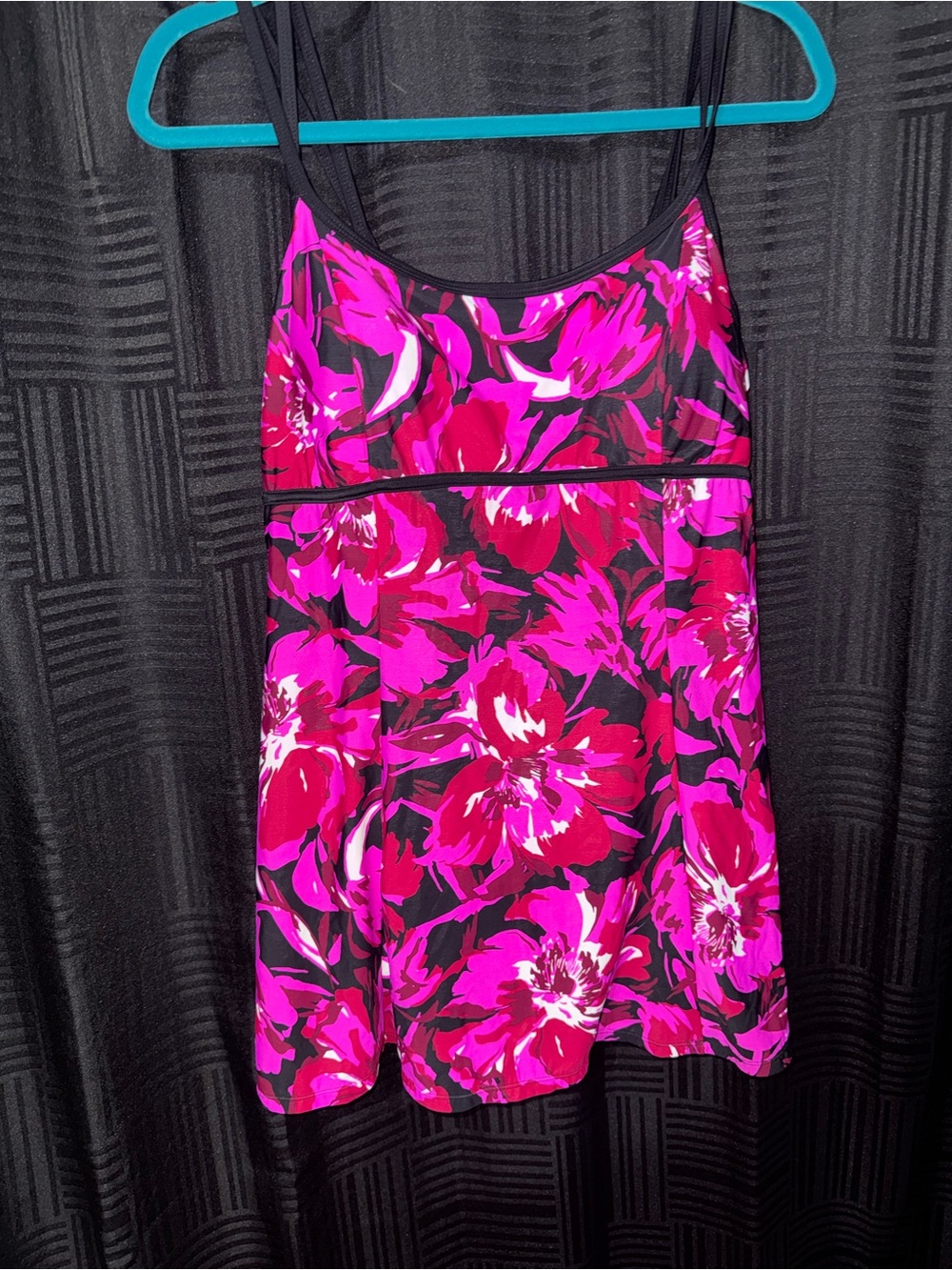 Floral Pink & Black One-Piece Swimdress